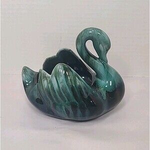 Vintage Blue Mountain Pottery Swan Planter Made in Canada Drip Glaze 5"